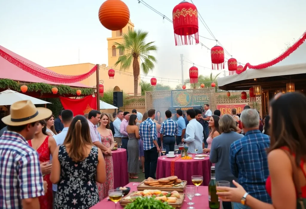 Guests enjoying barbecue and Moroccan culture at ICON Park
