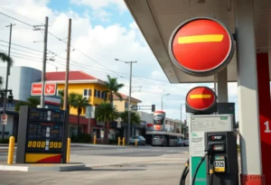 Gas station in Orlando displaying current gas prices