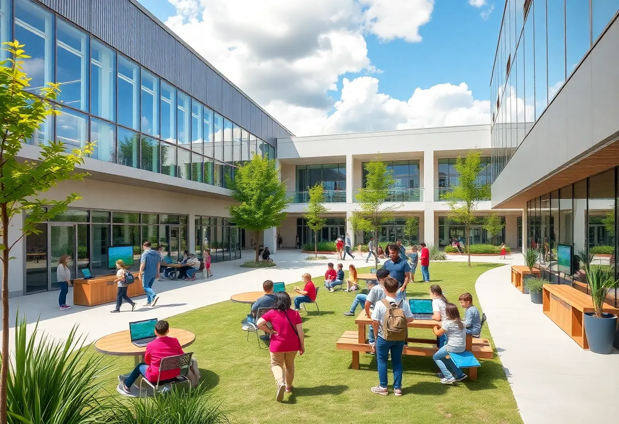 Orlando Gifted Academy new campus rendering with students