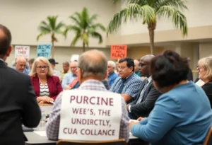 Residents of Pine Hills discussing incorporation during a community meeting.