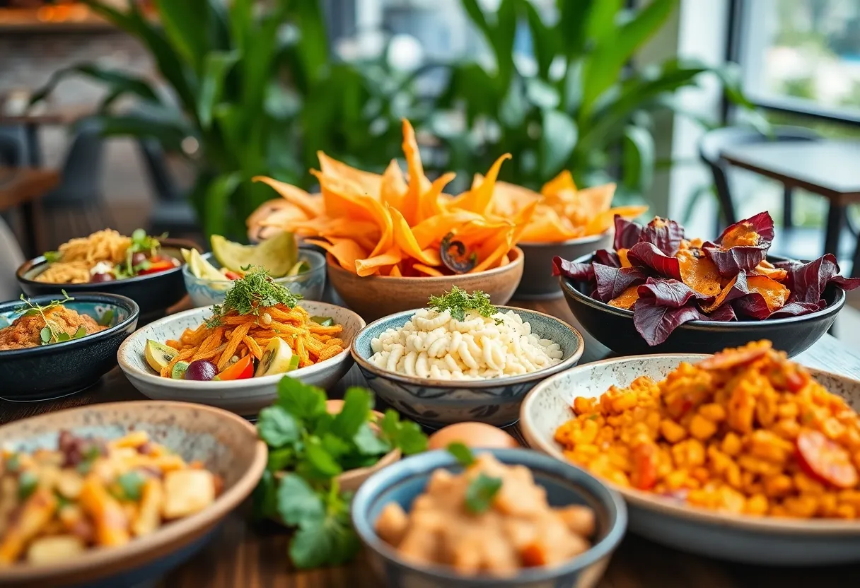 Colorful plant-based dishes served at an Orlando café