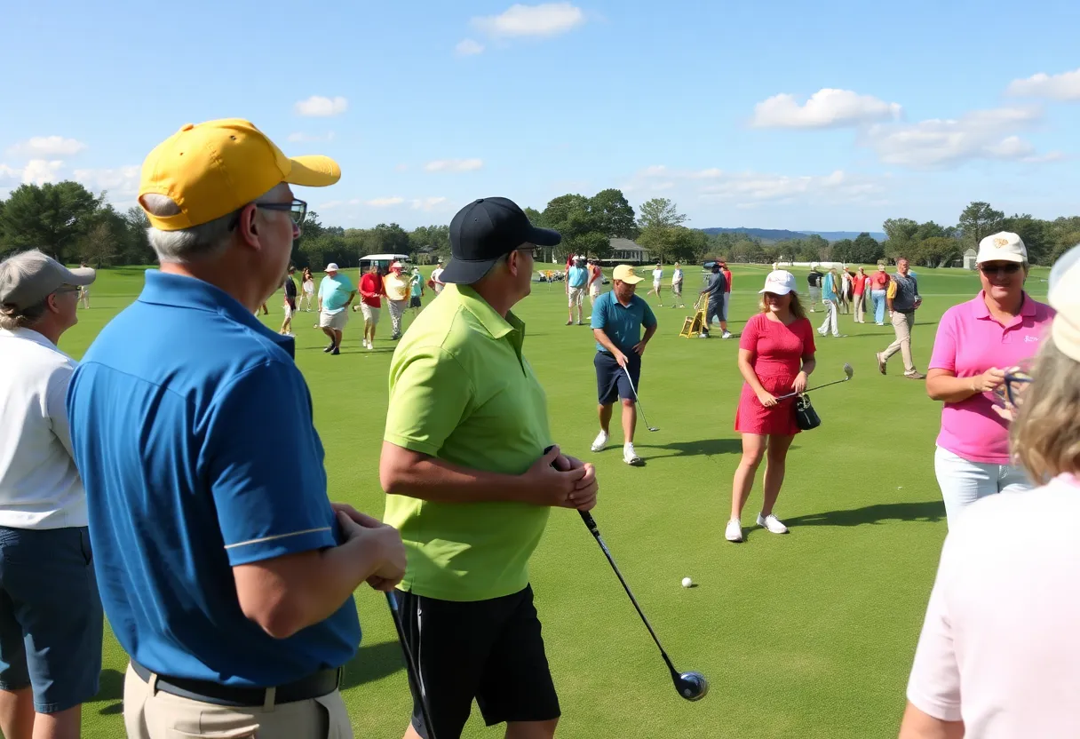 Participants enjoying a family golf tournament at the PNC Championship