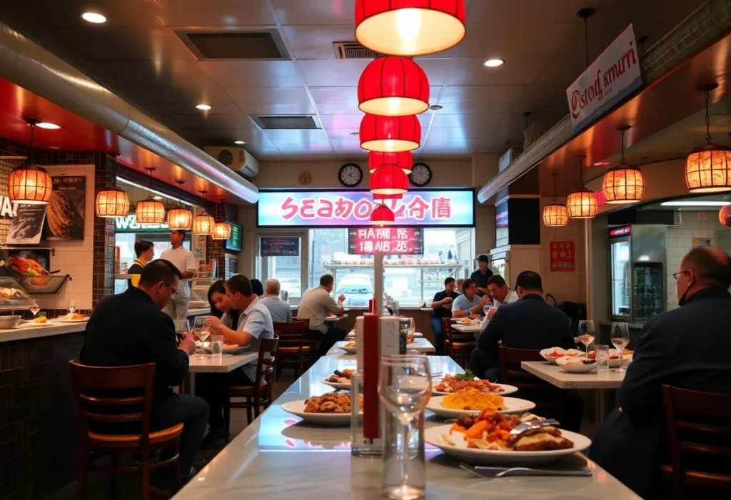 Customers enjoying seafood at Red Lobster restaurant
