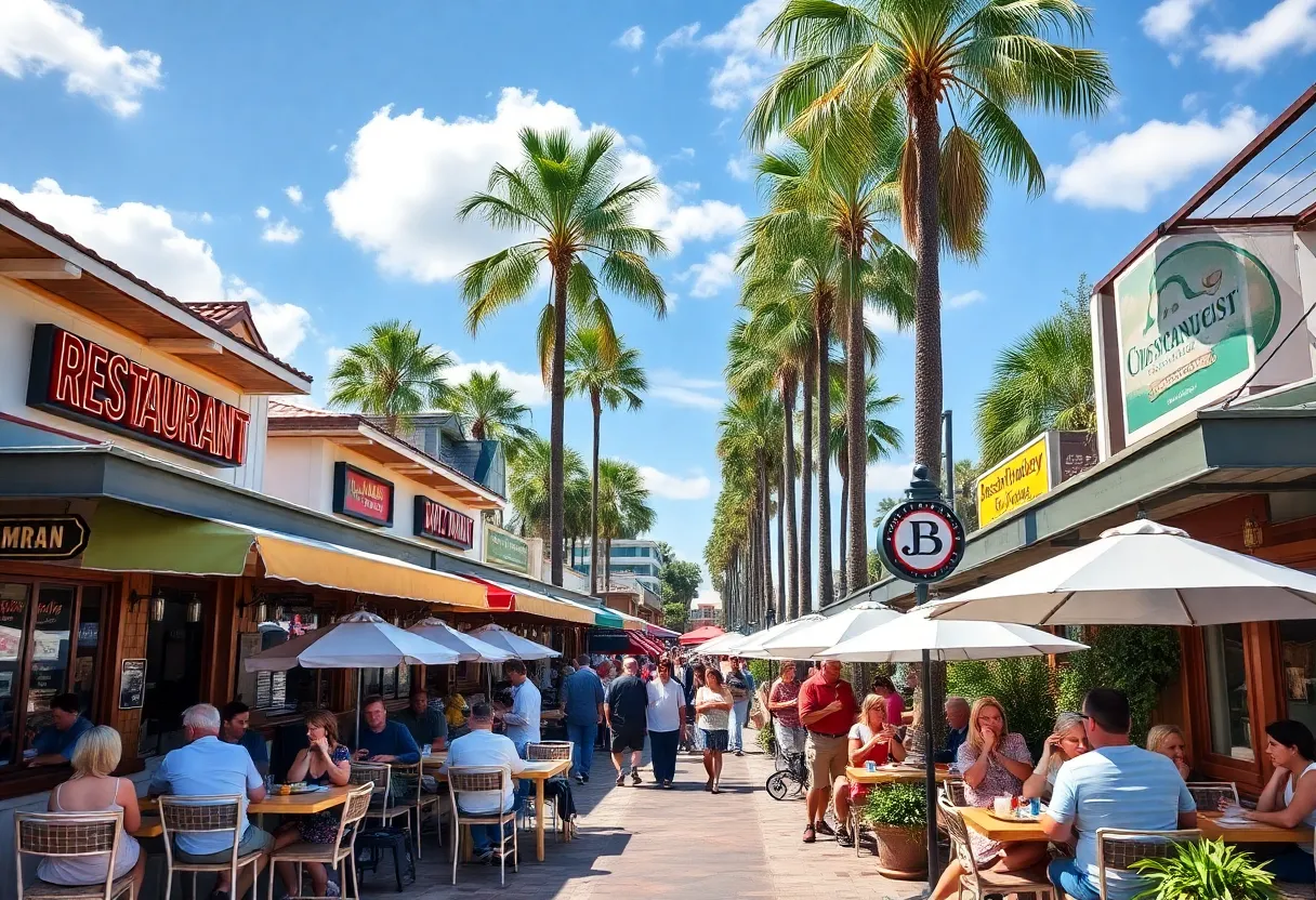 Dining scene in the Florida Panhandle with various restaurants