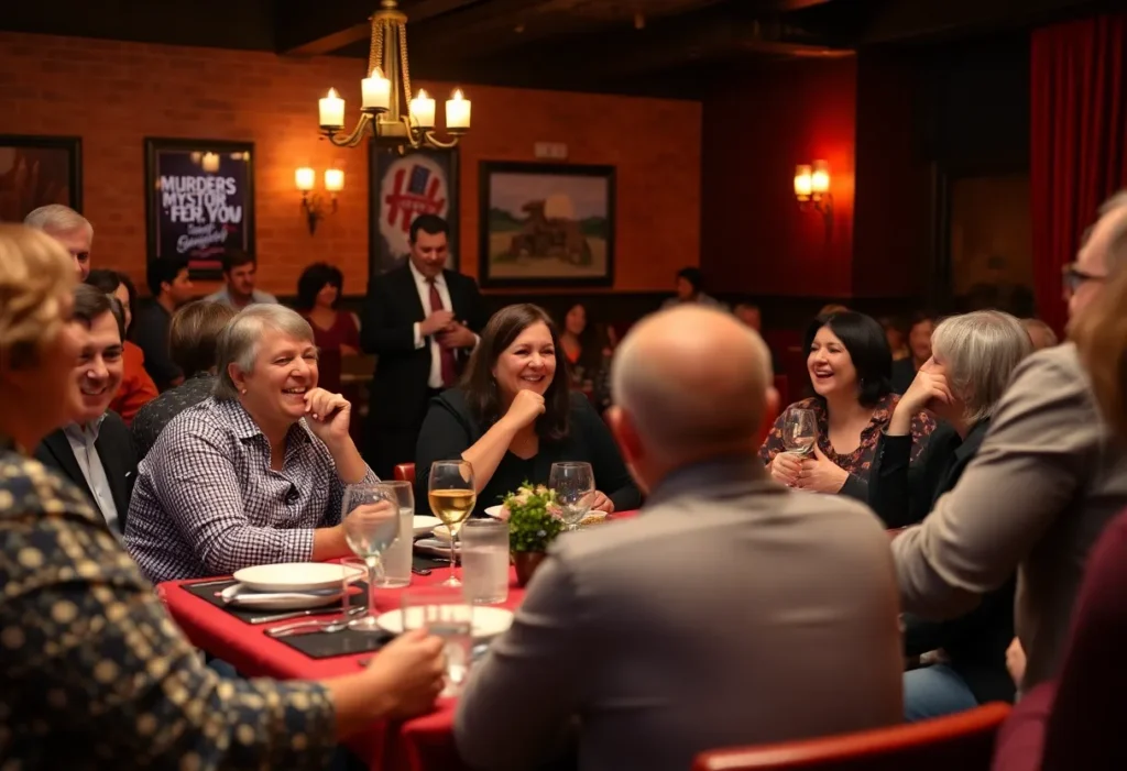 Audience enjoying a mystery dinner show at Sleuths