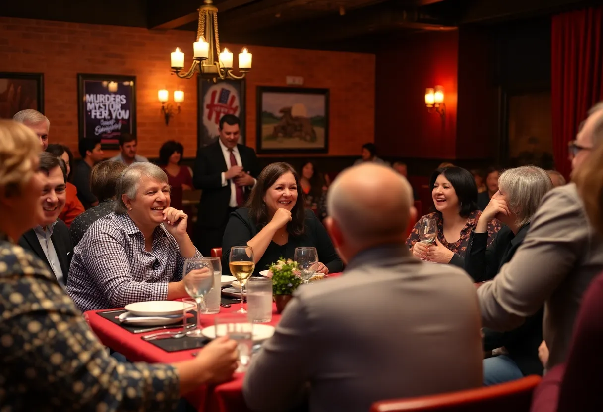Audience enjoying a mystery dinner show at Sleuths