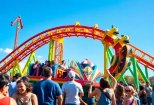 Stardust Racers roller coaster with visitors enjoying the thrilling ride