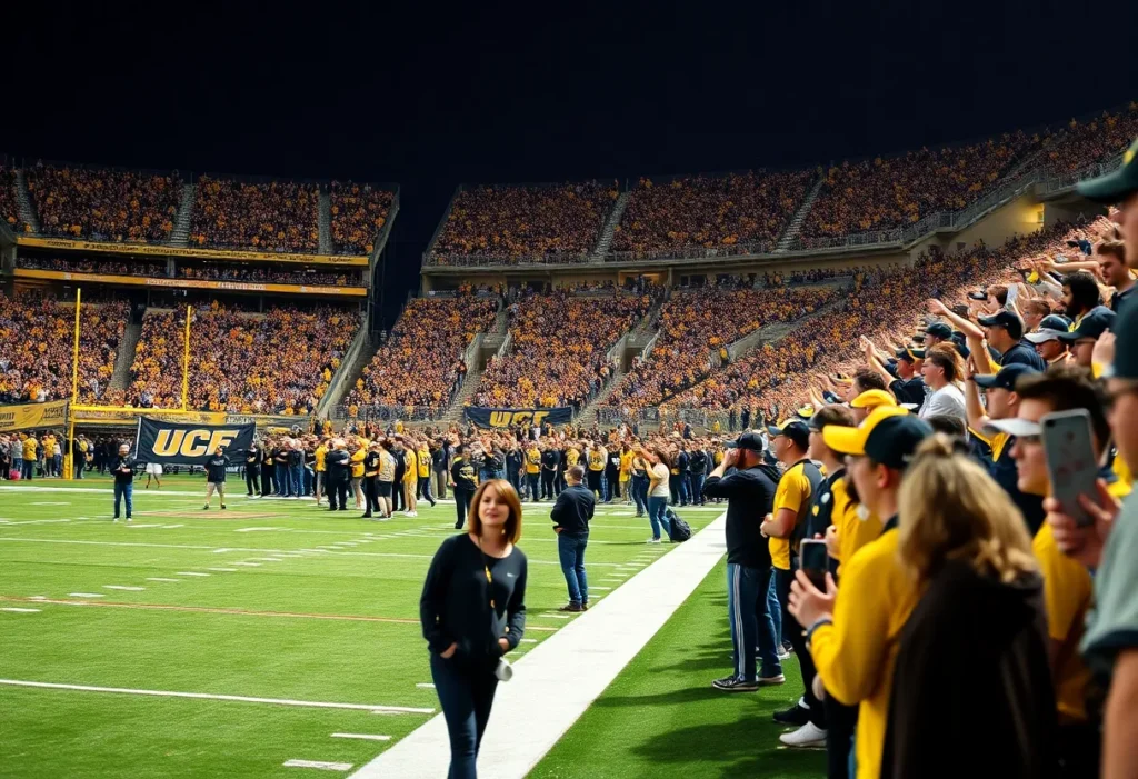 Fans celebrating at UCF homecoming football game