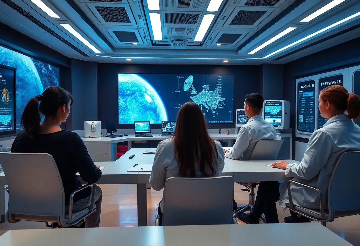 Students in a classroom learning about aerospace medicine