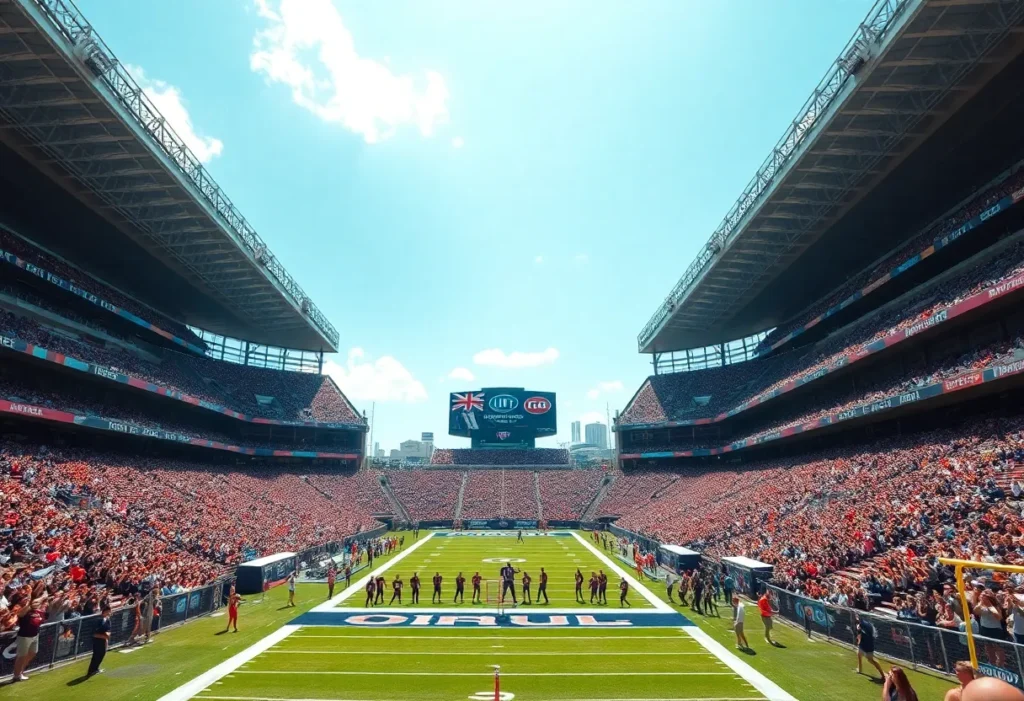 Football stadium event in Orlando with fans and UFL branding