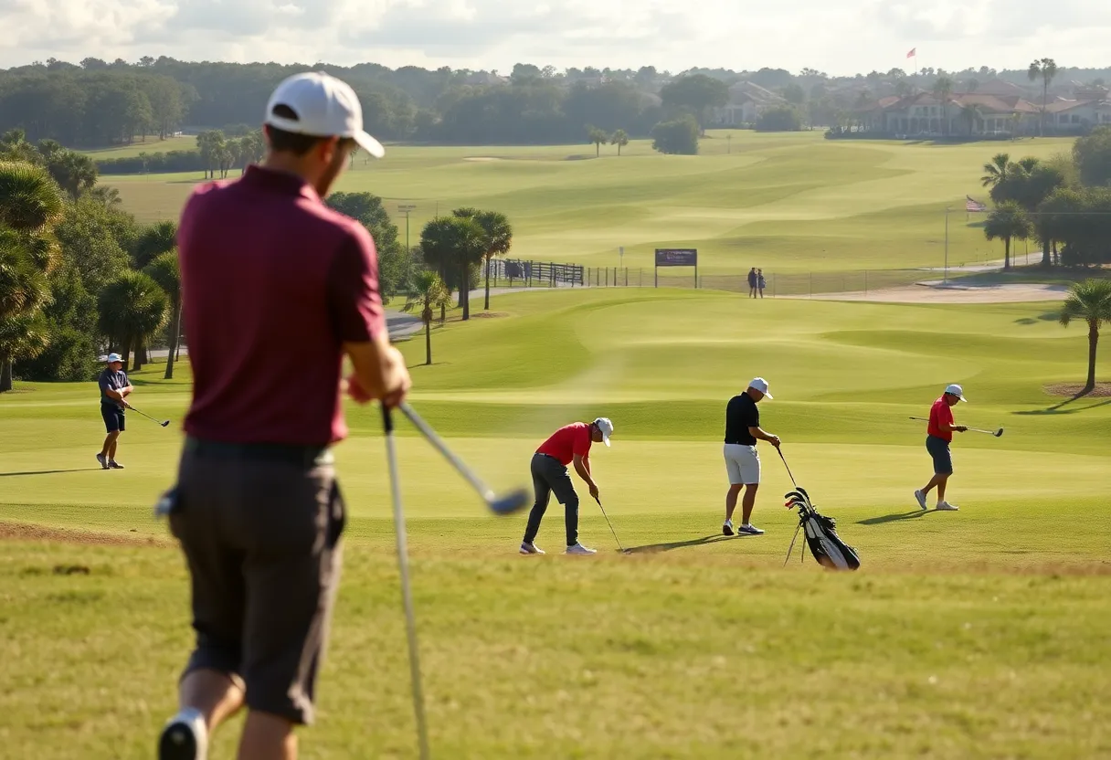 Golfer practicing on a beautiful golf course