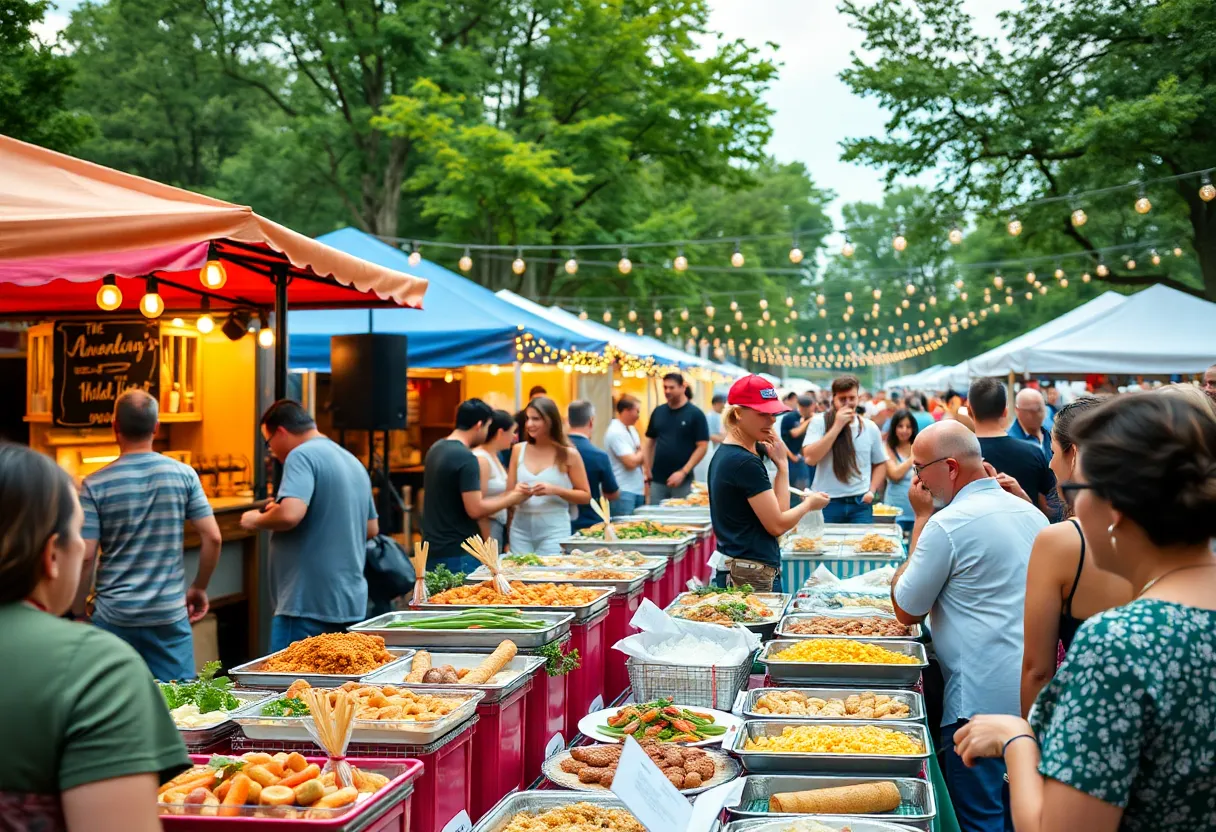 Attendees enjoying diverse dishes at the Walt Disney World Food & Wine Classic Festival