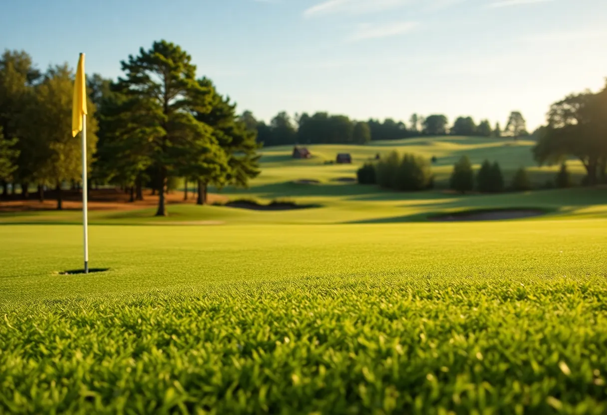 Close-up view of a beautiful golf course showcasing the greens and fairways