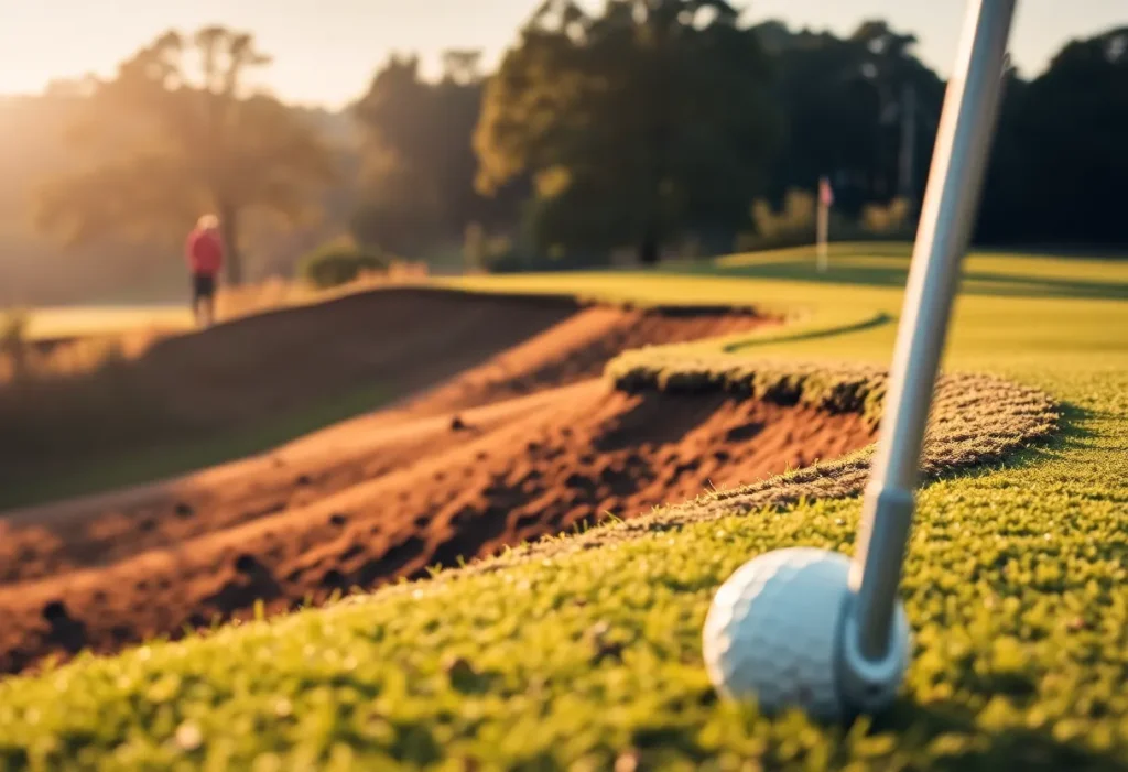 Close up view of a beautiful golf course during a sunny day