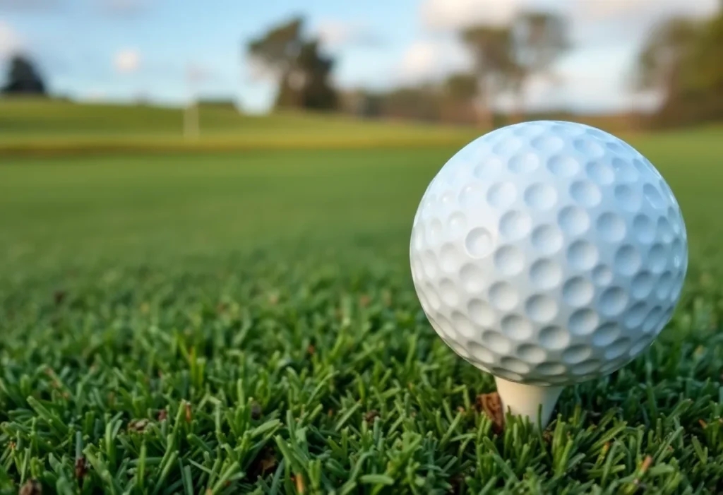 Close-up view of a beautiful golf course with lush greenery